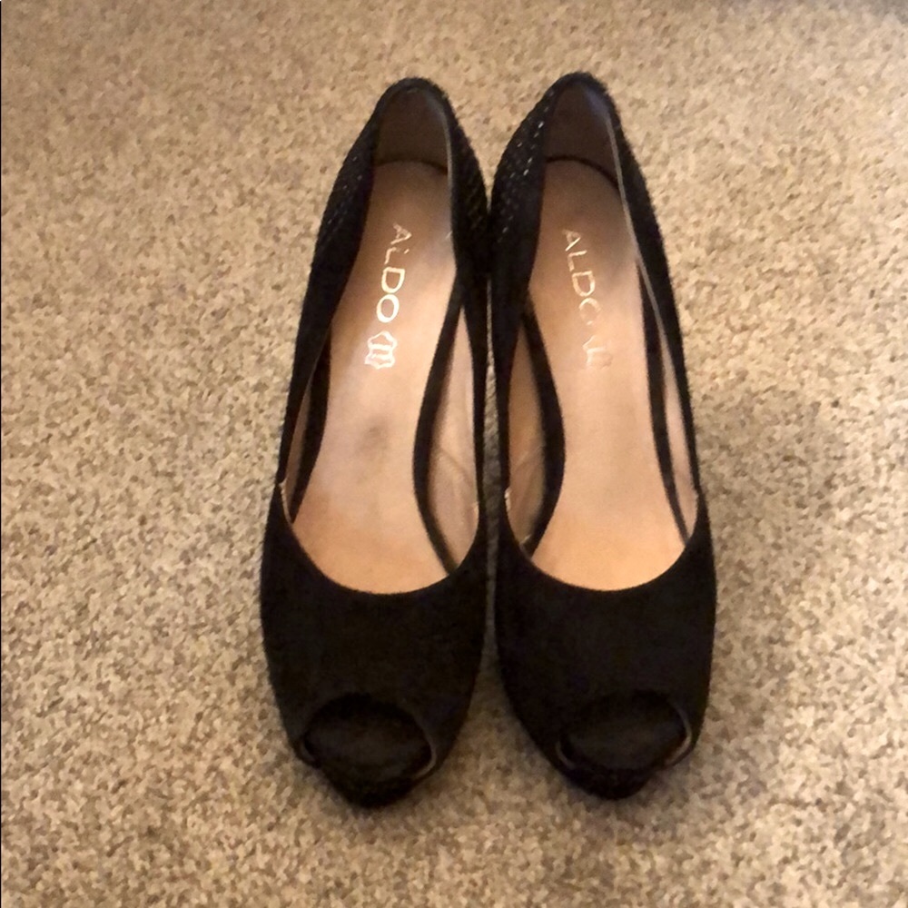 Women’s black rhinestone platform high heel